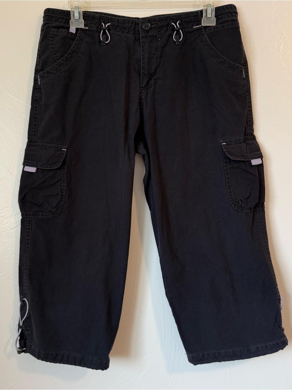 Y2K Union Bay Cargo Capri Pants Size 9 Black 100% cotton